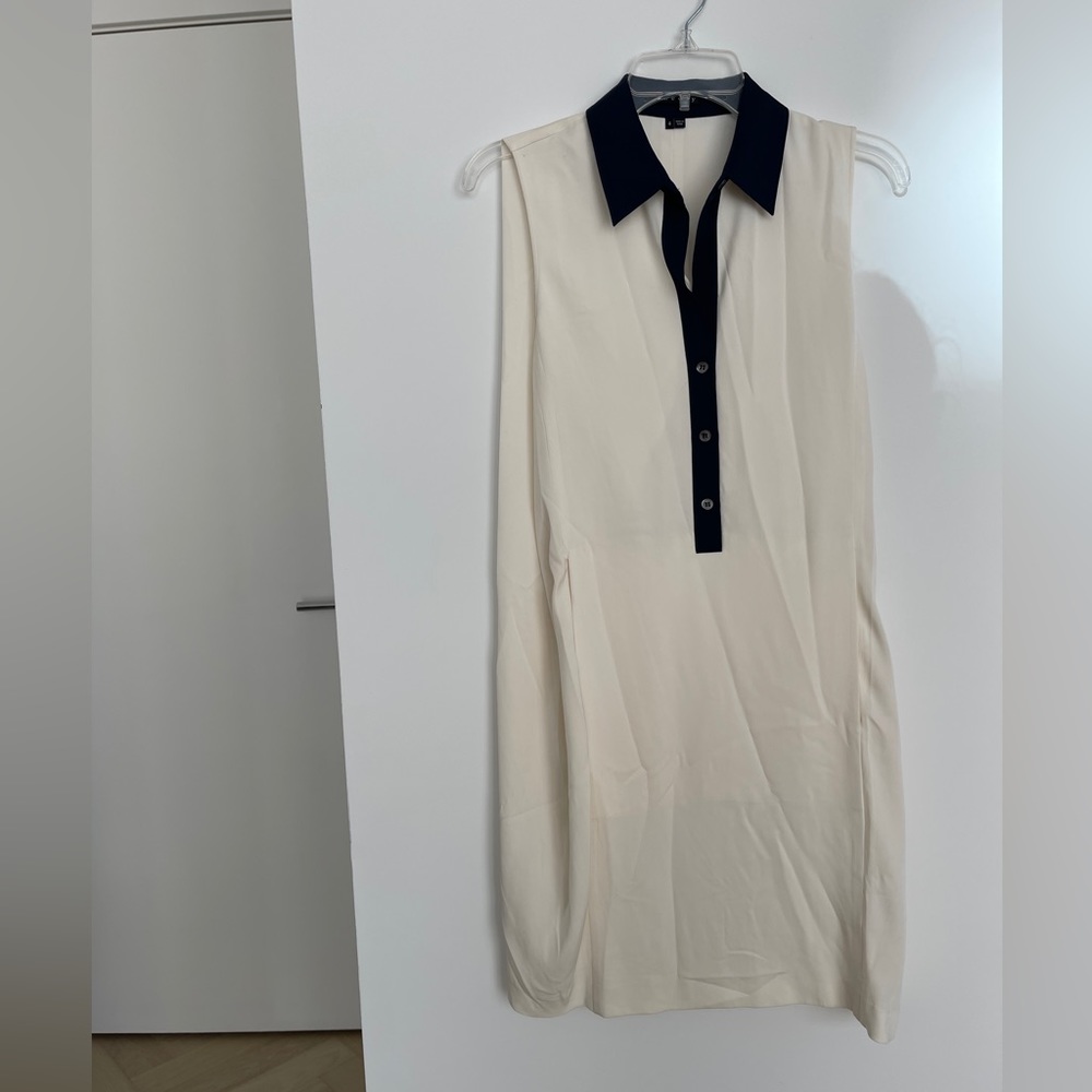THEORY MARYON SILK COLLARED DRESS